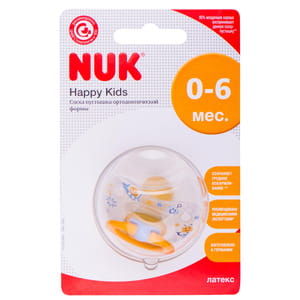 Пустушка латексна NUK (Нук) Classic Happy Kids (Классік Хеппі кідс) ортодонтична розмір 1 з 0 до 6 місяців 1 шт