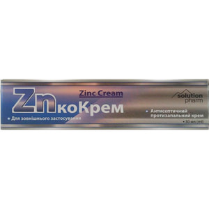 ЦинкоКрем крем для зовнішнього застосування антисептичний, протизапальний туба 30 мл Solution pharm