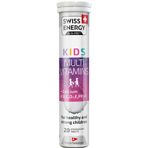 Витамины таблетки шипучие Swiss Energy (Свис Энерджи) Kids (Кидс) Multivitamins + Ca туба 20 шт