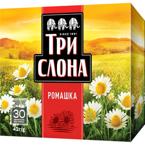 Чай квітковий ТРИ СЛОНА Ромашка в фільтр-пакетах по 1,4 г без нитки упаковка 30 шт