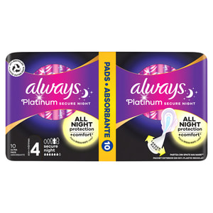 Прокладки гігієнічні жіночі ALWAYS (Олвейс) Ultra Platinum Secure Night Duo (Ультра платинум секюр найт дуо) безпечна ніч з ароматом 10 шт