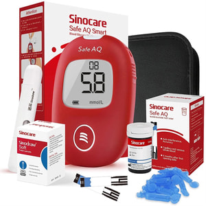 Глюкометр Sinocare (Синкейр) Safe AQ Smart + тест-полоски для глюкометра 50 шт