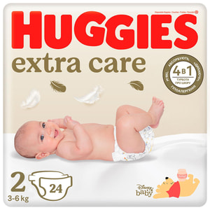 Підгузники для дітей HUGGIES (Хагіс) Extra Care (Екстра Кейр) для новонароджених 2 від 3 до 6 кг 24 шт