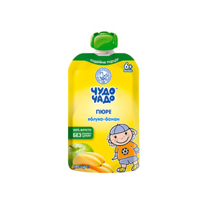 Пюре фруктовое детское ЧУДО-ЧАДО Яблоко-банан без сахара с 6 месяцев 180 г