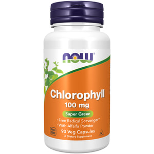 Хлорофилл улучшает качество кожи NOW (Нау) Chlorophyll 100 mg капсулы упаковка 90 шт