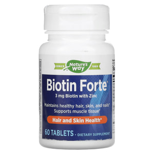 Биотин Форте NATURE’S WAY (Натурес Вэй) Biotin Forte 3 mg таблетки для поддержания здоровья волос, кожи и ногтей флакон 60 шт