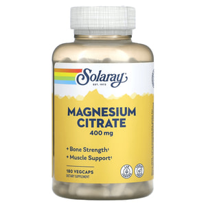 Цитрат магния SOLARAY (Солорай) Magnesium Citrate капсулы для улучшения биодоступности минералов флакон 180 шт