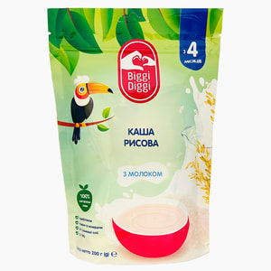 Каша молочная сухая BIGGIDIGGI (БигиДиги) рисовая для детей с 4 месяцев 200г