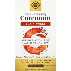 Куркумин SOLGAR (Солгар) Full Spectrum Curcumin Brain Works капсулы для поддержания кратковременной памяти, здоровья и работы мозга флакон 90 шт