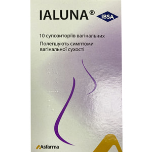 Ialuna (Іалуна) супозиторії вагінальні для полегшення симптомів вагінальної сухості 2 блістера по 5 шт