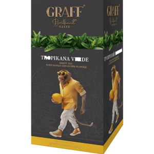 Чай зелений GRAFF (Граф) Tropicana verde Тропічний зелений з ароматом манго + лічі в фільтр-пакетах по 1,5 г 20 шт