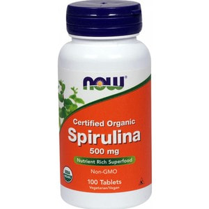 Орг Спирулина NOW (Нау) Org Spirulina 500 mg дополнительный источник биологично активных веществ таблетки флакон 100 шт