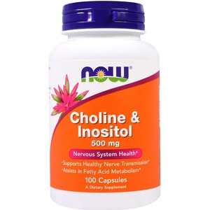 Холин и инозитол NOW (Нау) Choline & Inositol 250/250 mg капсулы для улучшения работы нервной системы флакон 100 шт