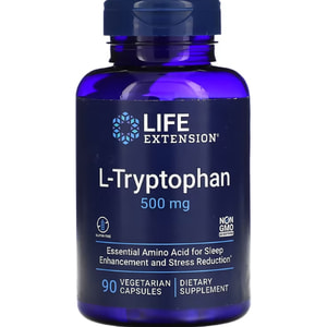 L-Триптофан LIFE EXTENSION (Лайф Екстеншн) L-Tryptophan для природного покращення сну та зменшення стресу капсули по 500 мг флакон 90 шт