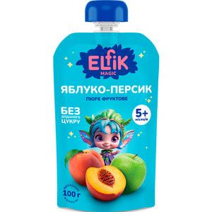 Пюре фруктовое детское ELFIK MAGIC (Эльфик меджик) яблоко, персик Doy-Pack 100 г