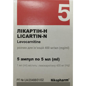 Лікартин-Н р-н д/ін. 400мг/мл амп. 5мл №5