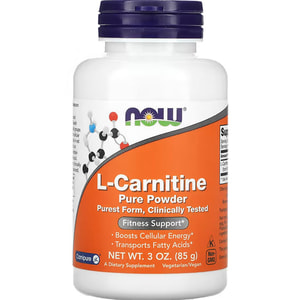 L-карнітін NOW (Нау) L-Carnitine для підвищення рівня енергії, спалюванню жиру та підтримці здоров'я серця порошок флакон 85 г