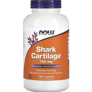 Акулячий хрящ NOW (Нау) Shark Cartilage може сприяти підтримці здоров'я суглобів, зміцненню імунної системи капсули по 750 мг флакон 300 шт