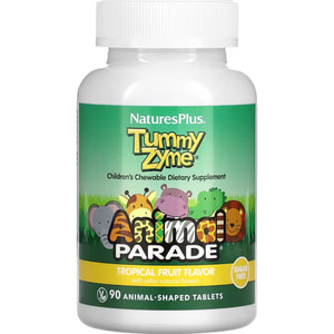 Ферменти з пробіотиками NATURES PLUS (Натурес плюс) Tummy Zyme Enzymes & Probiotics Animal Parade для дітей смак тропічних фруктів таблеток 90 шт