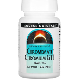 Хром SOURCE NATURALS (Сорс Нейчералс) Chromemate Chromium GTF 200 мкг таблетки флакон 240 шт