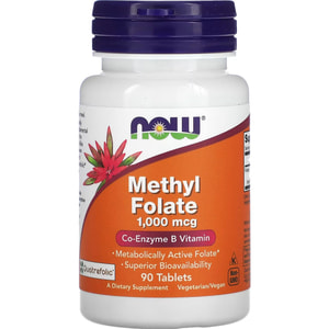 Фолиевая кислота NOW (Нау) Methyl Folate метилированная 1000 мкг таблетки флакон 90 шт