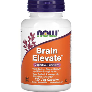 Витамины для памяти NOW (Нау) Brain Elevate капсулы способствуют поддержанию здоровья нервной системы и улучшению памяти флакон 120 шт