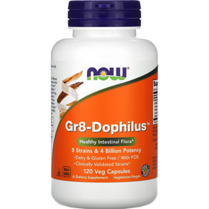 Пробиотик NOW (Нау) Gr8-Dophilus 4 млрд КОЕ для поддержания здоровой кишечной флоры капсулы флакон 120 шт