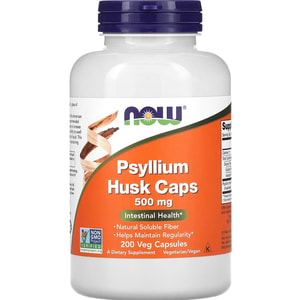 Подорожник шелуха NOW (Нау) Psyllium Husk 500 мг капсулы флакон 200 шт