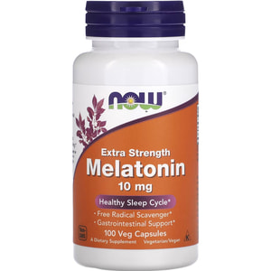 Мелатонин NOW (Нау) Melatonin 10 mg дополнительная сила для улучшения сна капсулы флакон 100 шт