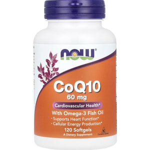 Коэнзим Q10 с рыбьим жиром Омега-3 NOW (Нау) CoQ10 with Omega-3 Fish Oil 60 мг капсулы флакон 120 шт