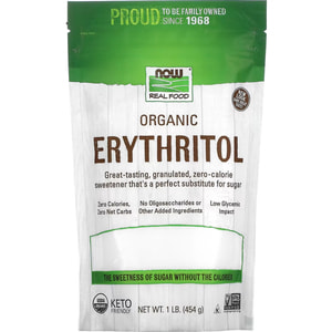 Еритритол (цукрозамінник) NOW (Нау) Erythritol Real Food органік порошок 454 г