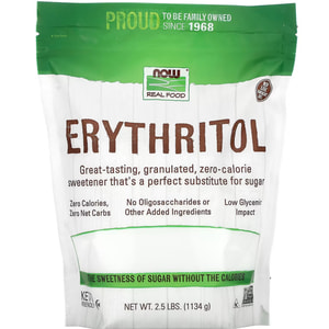 Еритритол (цукрозамінник) NOW (Нау) Erythritol Real Food порошок 1134 г