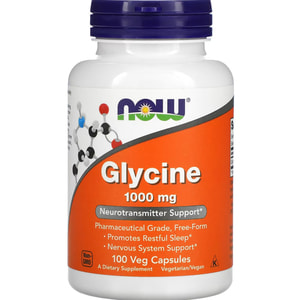 Гліцин NOW (Нау) Glycine 1000 mg капсули по 1000 мг флакон 100 шт