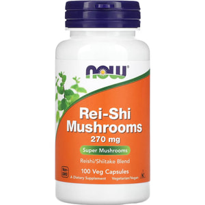 Гриби рейші NOW (Нау) Rei-Shi Mushrooms 270 мг капсули флакон 100 шт