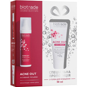 Набір косметичний BIOTRADE (Біотрейд) Acne Out для жирної та проблемної шкіри лосьйон 60 мл + гель 50 мл