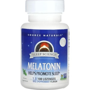 Мелатонин SOURCE NATURALS (Сорс Нейчералс) Melatonin мята 1 мг леденцы флакон 100 шт