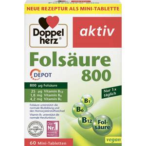 Доппельгерц Актив Фолиевая кислота 800 пролонгированного действия + В1 + В6 + В12 таблетки 60 шт