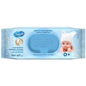 Салфетки влажные детские SMILE (Смайл) Baby (Бэби) Сок алоэ и экстракт ромашки 100 шт