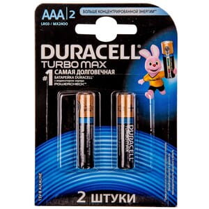 Батарейки DURACELL (Дюрасель) TurboMax (ТурбоМакс) AAA алкалиновые 1,5V LR03 2 шт