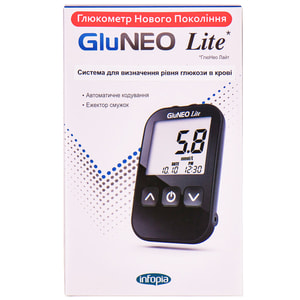 Система для самостійного контролю рівня глюкози в крові (глюкометр) GluNeo Lite (ГлюНео Лайт) 1 шт