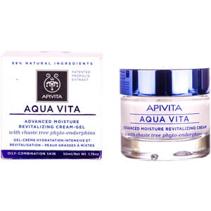 Крем-гель APIVITA (Апивита) AQUA VITA для интенсивного увлажнения и оздоровления кожи с фито-эндорфинами для жирной и комбинированной кожи 50 мл
