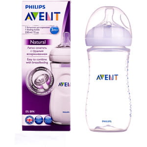 Пляшечка для годування AVENT (Авент) SCF 696/17 Natural (Нейчерал) з поліпропілену для дітей з 3-х місяців 330 мл 1 шт