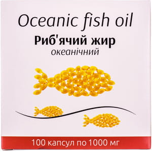 Капсули для нормалізації обміну речовин Риб'ячий жир океанічний капсули по 1000 мг 10 блістерів по 10 шт