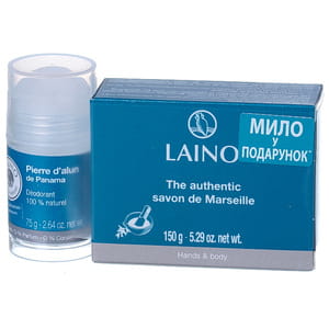 Набор LAINO (Лено) Традиционный уход Дезодорант-кристал Панамский галун 75г + настоящее марсельское мыло 150г
