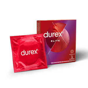 Презервативи латексні з силіконовою змазкою DUREX (Дюрекс) Elite (Еліт) особливо тонкі 3 шт
