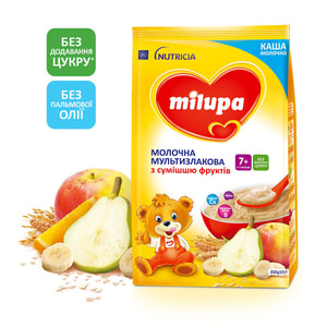 Каша молочна дитяча Нутриція Milupa (Мілупа)  Мультизлакова з фруктами з 7-ми місяців м'яка упаковка 210 г