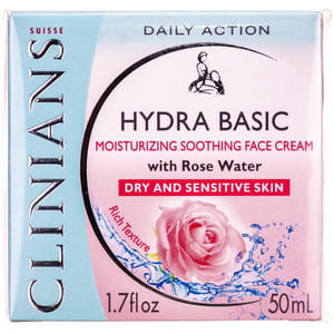 Крем для чувствительной кожи CLINIANS Hydra Basic (Клинианс Гидра Базик) увлажняющий и защитный с розой и рисовым крахмалом 50 мл