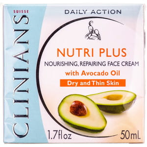 Крем для сухой и чувствительной кожи CLINIANS Nutri Plus (Клинианс Нутри Плюс) питательный и восстанавливающий с маслом Авокадо 50 мл