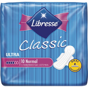 Прокладки гігієнічні жіночі LIBRESSE (Лібрес) Classic Ultra Normal Drai (Класик Ультра нормал драй) 10 шт