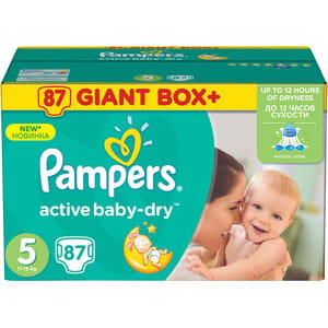 Подгузники для детей PAMPERS Active Baby (Памперс Актив Бэби) Junior (Юниор) 5 от 11 до 18 кг 87 шт NEW